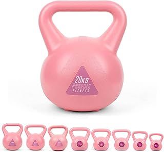 Phoenix Fitness Pink Kettlebell - Vinyl Weight for Exercise, Weightlifting, Strength Training & Full Body Workout for Women at Home & Gym - SINGLE, 2kg, 4kg, 6kg, 8kg, 10kg, 12kg, 16kg or 20kg