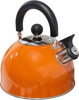 Milestone Camping 24860 2L Whistling Camping Kettle/Durable and Lightweight/Pouring Spout and Heat-Resistant Handle/Metallic Orange/Ideal for Camping, Fishing, Workshops and Garages