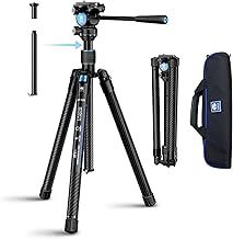 SIRUI Carbon Fibre Tripod for Camera, 152cm Compact Lightweight Tripod with Fluid Head AT-10, Portable Travel Tripod for Camera, DSLR, Camcorder, Video Camera, Macro Shooting, Max Load 5kg, Traveler X