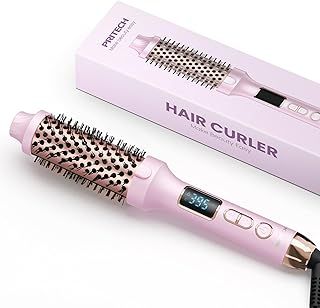 PRITECH Thermal Brush 1.5 inch, Heated Round Brush Creates Blowout Look, Ionic Curling Iron Brush with Adjustable Temperature, Dual Voltage Hair Styling Tool