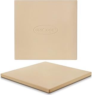 Unicook Square Pizza Stone 30.5cm, Heavy Duty Ceramic Baking Stone for Oven, BBQ and Grill, Ideal for Making Crisp Crust Pizza, Bread, Cookies and More, Thermal Shock Resistant, Durable and Safe