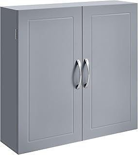 VASAGLE Bathroom Wall Cabinet, Wall-Mounted Bathroom Storage Cabinet, 18 x 60 x 60 cm, Medicine Cabinet with Adjustable Shelves, Cloud White BBC320W01