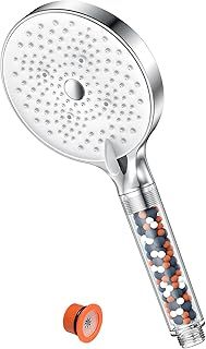 Filter Shower Head High Pressure - YEAUPE PRO Power Shower Heads with 6 Modes for Low Pressure Water Softener Shower Head, Improve Skin Hair Large Shower Head,White