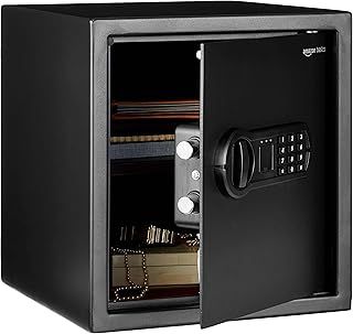 Amazon Basics Steel Home Security Electronic Safe with Programmable Digital Keypad Lock for Jewelry, Money, Valuables Storage, 34 l, 33 cm W x 33 cm D x 36 cm H, Black