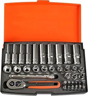 Bahco SL25L Socket & Mechanical Set, Metric 1/4" Dynamic Drive, 37 Pieces