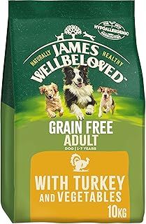JAMES WELLBELOVED Hypoallergenic Grain Free Adult Dry Dog Food - 10 kg - Turkey & Vegetables - Bulk Dry Dog Food Pack