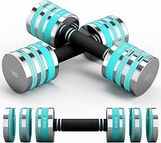 Dripex Adjustable Dumbbells Weight Set 2.5kg/5kg/10kg Pair, Dumbbell Set with Non-Slip Handle Home Gym Fitness for Men/Women