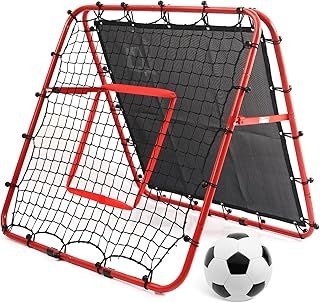 Hibtn Double Sided Football Rebounder Net 100x110x100cm Adjustable, Soccer Goal Kickback Target for Kids, Portable Training Equipment