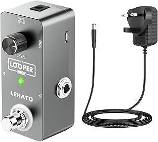 Guitar Loop Effect Pedal with Power Supply,Unlimited Overdub looper machine(5 Minutes Recording Time) Instrument looper with Download/Upload File Function to PC for Guitar/Bass/Keyboard