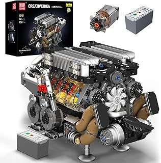 Mould King W16 Engine Model Kit That Runs - 952+ PCS Build Your Own Visible Combustion Model Engine Kit for Adults with Battery and Motor, STEM Car Engine Building Blocks Toys for Kids/Adults 8+