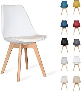 AVC Designs Single Dining Chairs Designer Wooden Home Office Commercial (White)