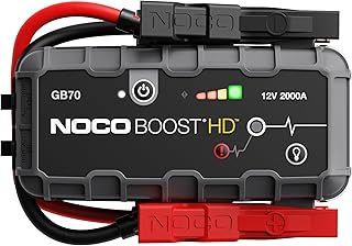 NOCO Boost HD GB70 2000A UltraSafe Car Jump Starter, Jump Starter Power Pack, 12V Battery Booster, Portable Powerbank Charger, and Jump Leads for up to 8.0-Liter Petrol and 6.0-Liter Diesel Engines