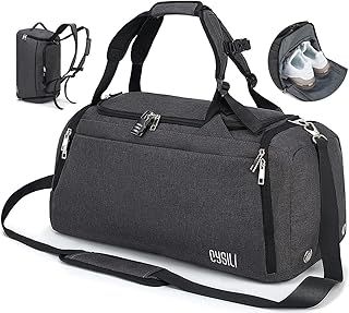 Sports Duffle Bag with Shoes Compartment and Wet Pocket, 42L Waterproof Gym Bag for Men and Women, Durable Travel Duffel Bag with Shoulder Strap and Combination Lock