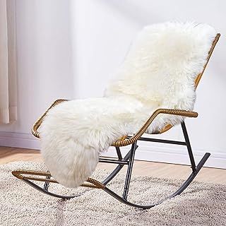 Genuine Sheepskin Rug Large (170x55cm, Ivory) MYLUNE HOME Ultra Soft Fluffy Area Rugs Plush Chair Cover Sheepskin Cushion For Living Room, Sofa, Chair Carpet, Settee, Bed