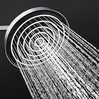 KES Rainfall Shower Head Rain Shower Head 9 inch Overhead Shower Head Replacement with Swivel Ball Joint Round Chrome and Black, J319S9F25-CH