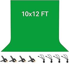 Green Screen Backdrop 3x3.6 M/10x12 FT, Vevelux 100% Polyester Photography Background with 4 Spring Clamps & 4 Anti-Wrinkle Backdrop Clips Foldable Green Screen for Studio Photo Video Shooting