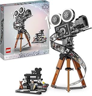 LEGO Disney Walt Disney Tribute Camera, 100th Anniversary Memorabilia Set for Adults with Mickey and Minnie Mouse Minifigures, plus Bambi & Dumbo Figures, Collectible Gifts for Women and Men 43230