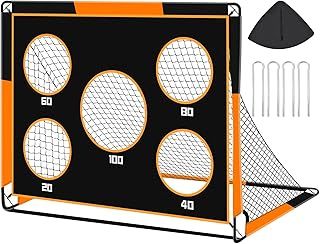 2-in-1 Football Goal for Kids - 150 * 120cm, Portable & Durable Soccer Training Net with 5 Target Ranges, Foldable Design, Carrying Bag, Easy Assembly for Backyard, Garden, Beach