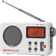 Portable AM/FM Radio, Digital Shower Radio Battery Operated, Mini Stereo Radio with Earphone Port & Large LCD Display, Headphone Jack Wireless Speaker for Bathroom Home Kitchen
