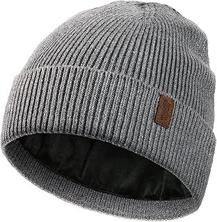 Beanie for Men, Stretchy Soft Cuffed Wooly Beanie with Thick Warm Lining, Unisex Classic Winter Hat, Gifts for Women/Men/Her/Him/Dad