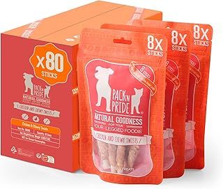 PACK'N PRIDE Dog Treats Chewy Twists, 10 Pack (900g in total) Rawhide Dog Chews with All Chicken, Natural Chicken Breast Meat for Small&Medium&Large Dogs