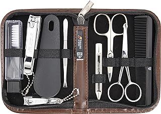 3 Swords Germany - brand quality 10 piece manicure pedicure grooming kit set for professional finger & toe nail care scissors clipper fashion leather case in gift box, Made by 3 Swords (1474)