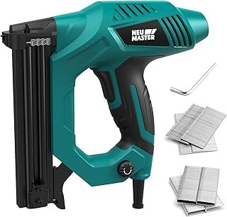 NEU MASTER Electric Nail Gun/Staple Gun,Brad Nailer for Upholstery, Carpentry & Woodworking Projects, Staples 300pcs & Nails 100pcs Included,Uses 18G Nails and Type90 Staples