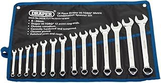 Draper 14 Piece HI-TORQ Combination Spanner Set - 34236 - Metric 8-24mm Chrome Plated Tool Kit