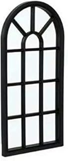 Window Style 70cm Mirror Living Room Decoration Hallway Home Panel Wall Glass Indoor/Outdoor (Black)