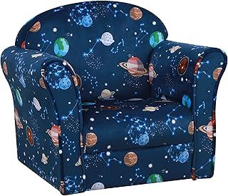 HOMCOM Children's Armchairs Toddler Chair Kids Mini Sofa Planet-themed w/Non-slip Feet, for Bedroom, Blue
