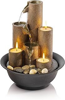 Alpine Corporation Tabletop Indoor Water Fountain, Brown, 9" L x 9" W x 11" H