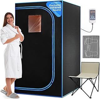 SereneLife, portable sauna, Full Size Infrared Home Spa, indoor sauna tent, steam room, home sauna tent, steam sauna tent, One Person Sauna box for home, with Free Heating Foot Pad and Portable Chair