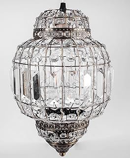Klass Home Moroccan Style Light Shade K9 Crystal | Chandelier | Ceiling Light Shade | Lamp Shade | Chandeliers Ceiling Light | Brass Finish Ceiling lampshade Lights for Living Room | Bedroom | Kitchen