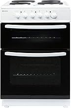 Haden Electric Cooker 60cm Freestanding – 4 Solid Plate Rings - Double Oven Electric Cooker - Conventional Oven - 1000W Variable Grill - Easy To Clean Interior