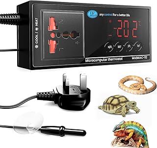 Digital Reptile Thermostat LED Heating and Cooling Temperature Controller, 1100W 220V Thermostats Outlet for Aquarium, Tortoise, Lizard, for Reptile Incubator Greenhouse Brewing Refrigerator
