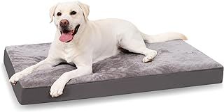 KSIIA Dog Beds Large Washable, Orthopedic Dog Crate Beds with Waterproof Removable Cover, Flat Dog Mattress Non skid Bottom, Pet Beds for Dogs, Grey, 88x55x7cm