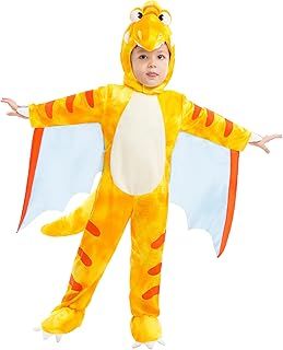 Spooktacular Creations Yellow Prehistoric Pterodactyl Dinosaur Costume Kid and Toddler Deluxe Set for Halloween Dress Up Party and Dinosaur Themed Party