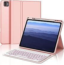 IVEOPPE for iPad Pro 13 M4 2024 Keyboard Case- UK Layout Keyboard for iPad Pro 13 2024 A2925 A2926 A3007-Case for Pad 13- inch M4 with 7-Color Backlit, Detachable Bluetooth Keypad for Pad- Pink