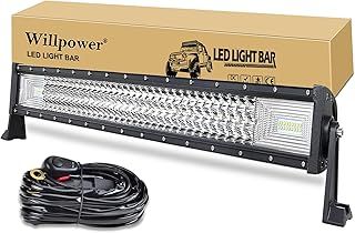 Willpower Triple Row LED Light Bar 32 Inch 405W Super Bright Led Off road Work Light Bar Spot Flood Combo Driving Lights with Wiring Harness Kit for Car Tractor Truck ATV SUV Boat