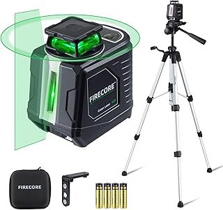Firecore Laser Level with Tripod, 360° Self-Leveling Line Laser with Horizontal & Vertical Lines, Cross Line Laser for Picture Hanging, Green Laser with Magnetic Holder, incl Carrying Case - G30