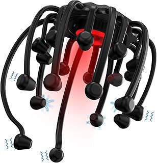 iKeener ElectriHead Scalp Massager with Red Light, Portable Bluetooth Head Massager Spinne with 5 Modes and 20 Vibration Contacts for Head Neck Fatigue Relief