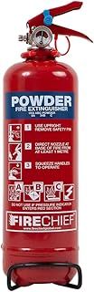 Firechief 1kg Powder Fire Extinguisher - Red Fire Extinguisher for Home - Multi Purpose Powder Supplied with Bracket - Kitemark Certified to BS EN 3, LPCB and MED Approved - FMP1 Model