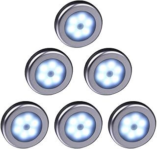 WRalwaysLX Wireless Motion Sensor LED Cabinet Light Stick-Anywhere Nightlight for Stairs, Hallway, Closet, Kitchen, Bedroom(009 6pcs Cool Light- Silver Shell)