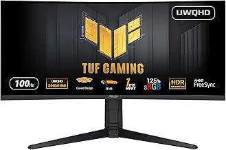 ASUS TUF Gaming VG34VQEL1A Curved Gaming Monitor – 34 inch UWQHD (3440 x 1440), 100Hz, Curved design, Extreme Low Motion Blur, Freesync, 1ms (MPRT),125% sRGB, HDR