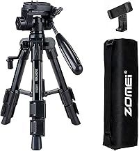 ZOMEI Q100 21-inch Lightweight Aluminum Camera Travel Tripod with 1/4" Quick Release Plate, 3-Way Pan Head and Phone Holder Mount