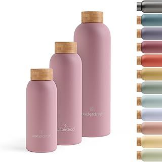 waterdrop® Edition Glass Bottle 1l leakproof | BPA free Water Bottle | Glass Water Bottle with Bamboo Lid and Neoprene Protection Sleeve, Glass Drinking Bottle | Sustainable Borosilicate Glass