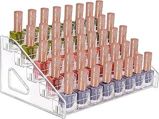 JessLab Nail Polish Organizer, 5-Tier Clear Acrylic Nail Polish Rack Essential Oil Holder Cosmetic Display Case Makeup Organizer Cosmetics Storage for Bathroom Vanity Countertop