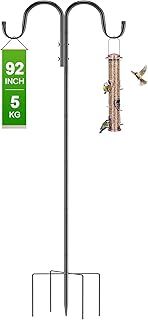Shepherds Hooks for Outdoor, 1PCS 243cm/92in Adjustable Shepherd Crook Hooks with 5-Prong Base, Heavy Duty Garden Hook for Bird Feeder Pole, Garden Lights, Lanterns, Plant Baskets, Wind Chime