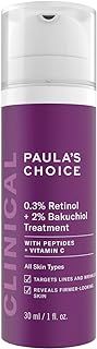 Paula's Choice CLINICAL 0.3% Retinol & 2% Bakuchiol Treatment - Anti Aging Serum Fights Wrinkles & Uneven Skin Tone - with Peptides - All Skin Types - 30 ml