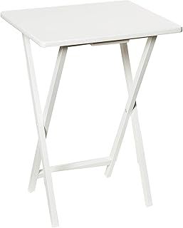 Indoor &Outdoor Tea Coffee Snacks Garden Camping TV Laptop Portable Folding Sturdy and Durable Rubber Wood Table (White)